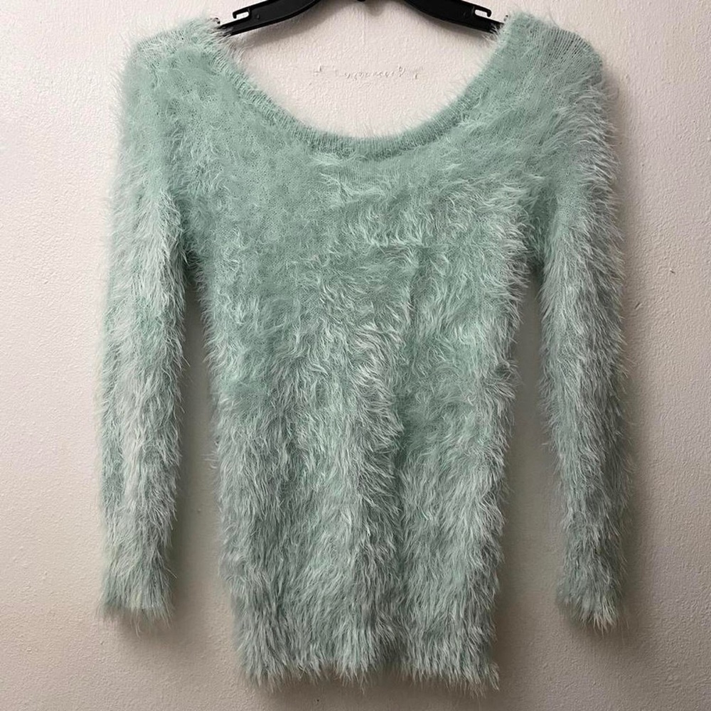 Hot Topic Eyelash Duster Mint Pullover Sweater